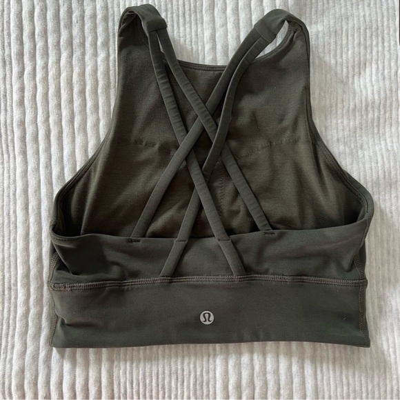 Lululemon Energy High-Neck Longline Tough Bra in Olive Green - Picture 3 of 7